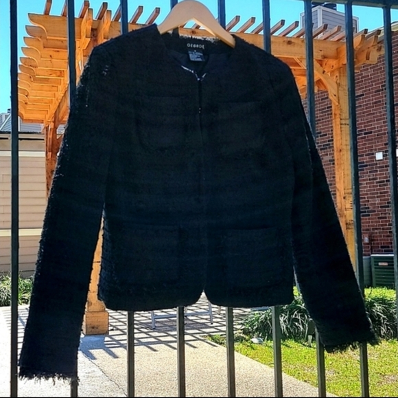 George | Vintage Black Tweed Jacket - Picture 5 of 11